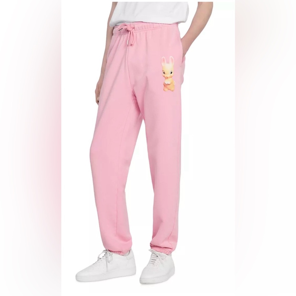 Sandro Pink Bunny Graphic Jogger Sweatpants | Luxe French Streetwear
